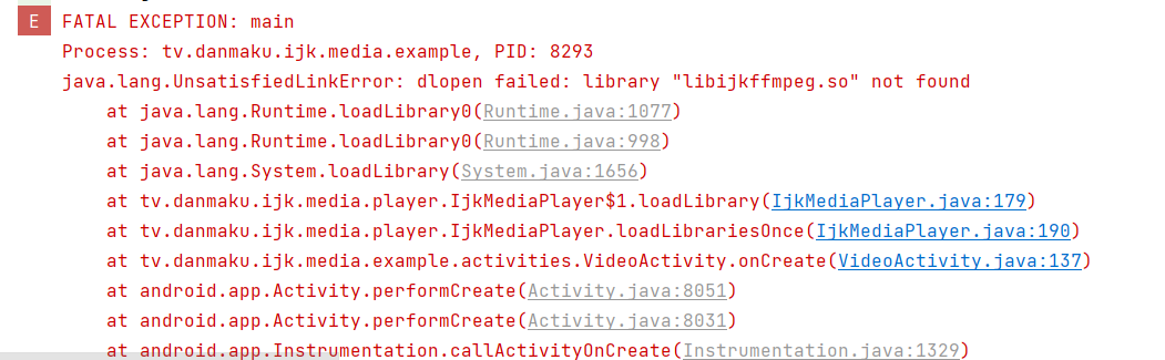 Can't find the library "libijkffmpeg.so"
